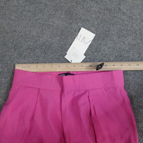 Zara Women's Pants M Pink Wide Leg High Rise Pleated NEW - Picture 6 of 12